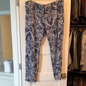 Lilly Pulitzer Navy & White Printed Skinny Pants